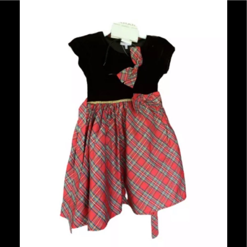 Tahari girls Velour Ruffle Skirt  dress 6 with bow